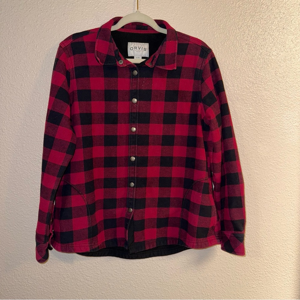 Orvis Red and Black Checkered Shirt Jacket